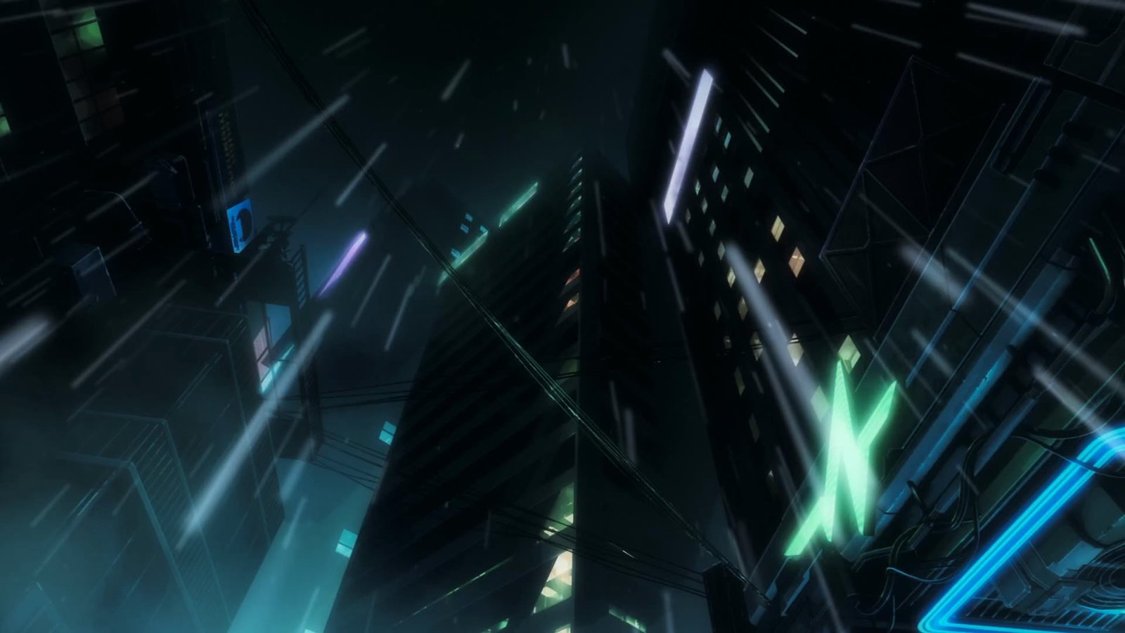 Cyberpunk: Edgerunners 2 resmi sitesinden yağmurlu Night City silüeti tanıtım karesi