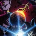 Dragon Ball Super Beerus resmi afişinden Dünya’nın iki yanında Yıkım Tanrısı Beerus, Altın Frieza ve Goku