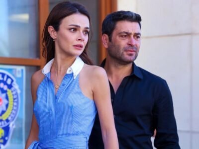 Uzak Şehir 67. bölüm Kanal D karesinden Sinem Ünsal ve Ozan Akbaba emniyet binası önünde