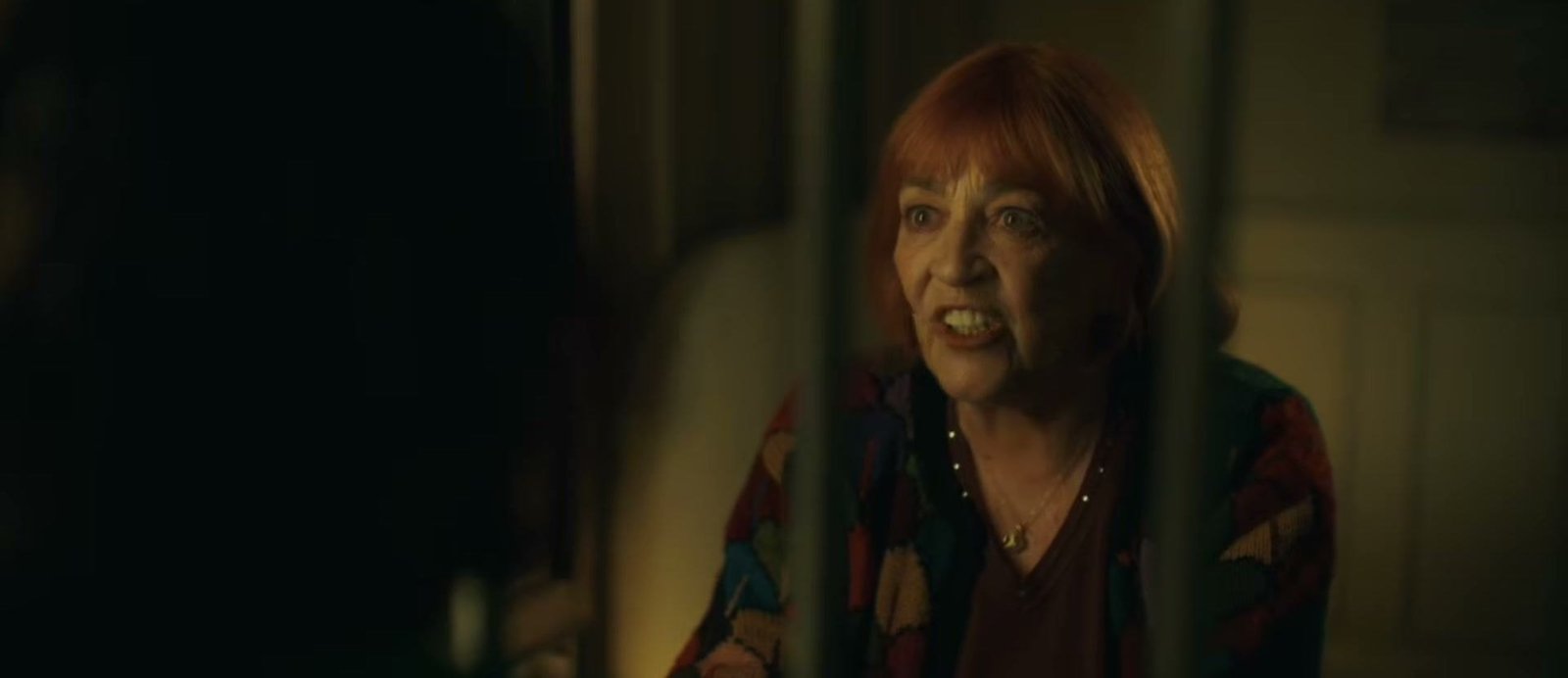 Rage (Furia) 2. sezon HBO Max resmi karesinden loş bir odada gülümseyen kızıl saçlı bir kadın